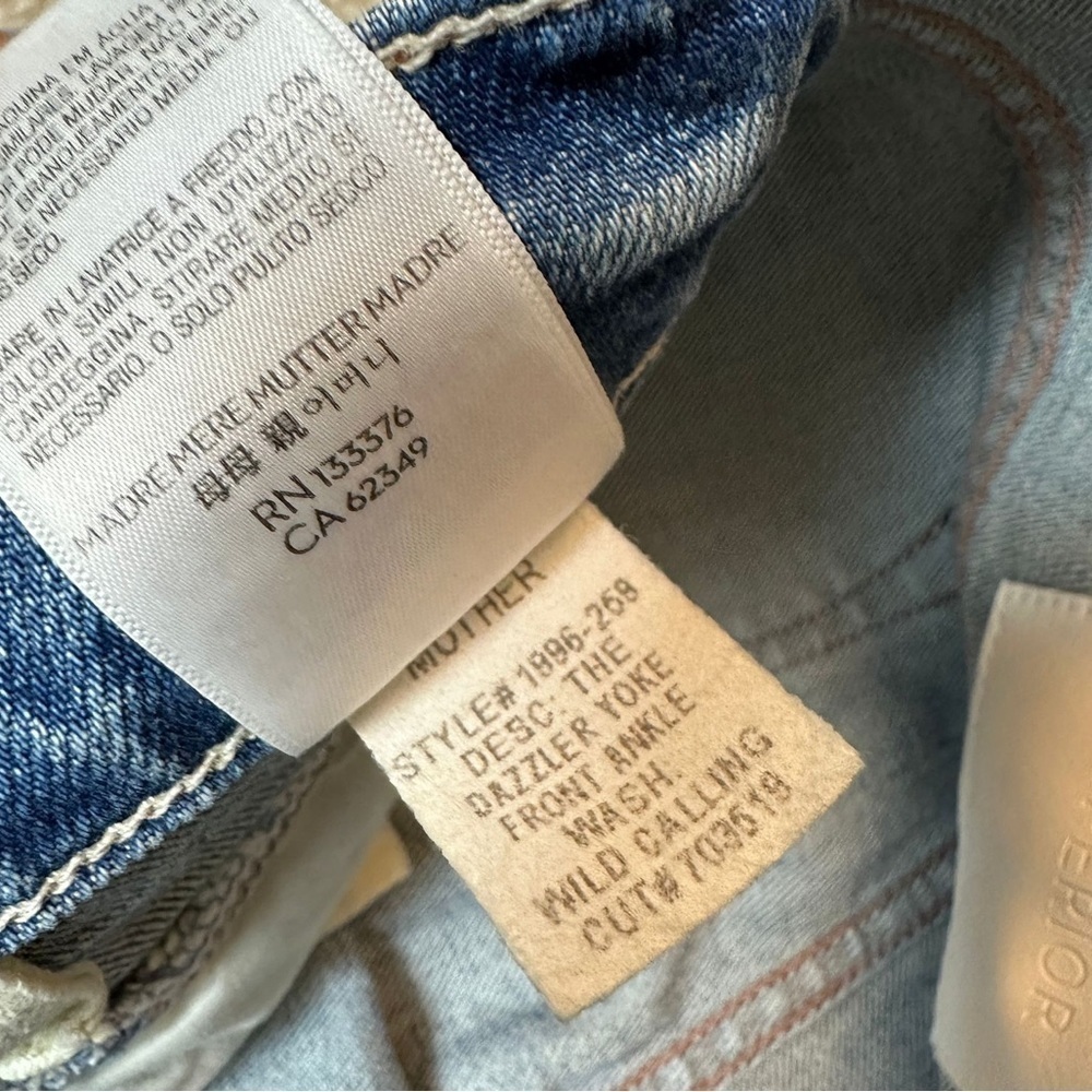 New Mother The Dazzler Yoke Front Ankle in Wild Calling Jeans Size 25 - Picture 7 of 9